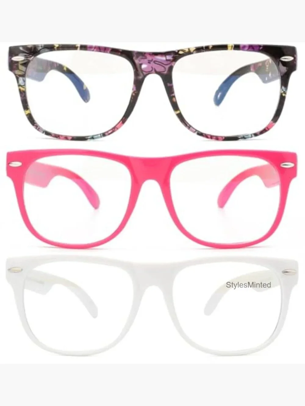 3 Pairs Kids Clear Lens Glasses UV Protection Polarized